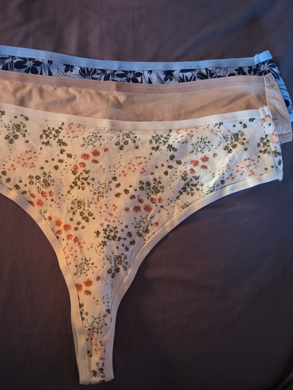 NWOT- (3Pck) Pact Organic- Floral & Solid Cotton Thong Set